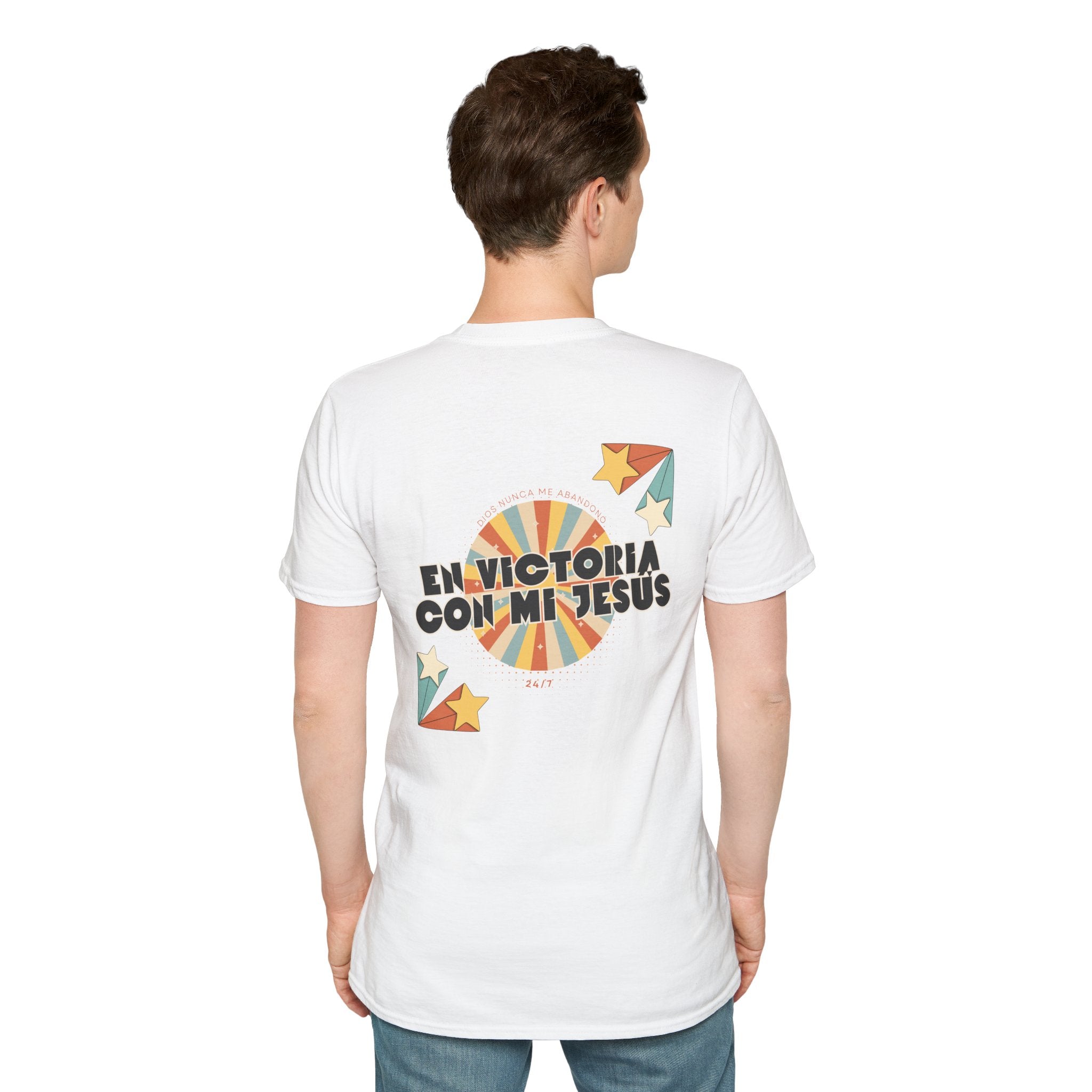 Camisa “En Victoria con mi Jesús” Varones Estilo Retro Sunrise