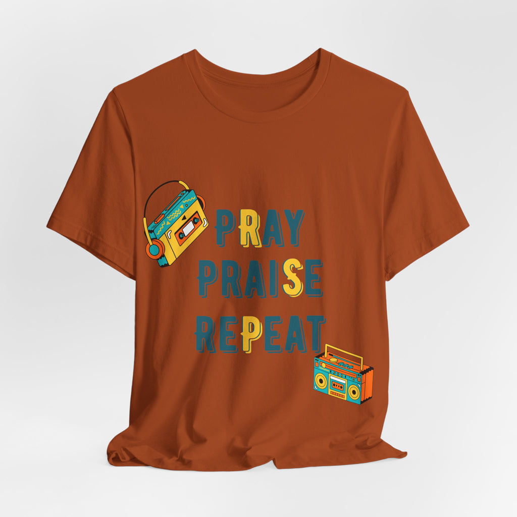 Men's Pray Praise Repeat T-Shirt — Vintage Boombox Christian Tee