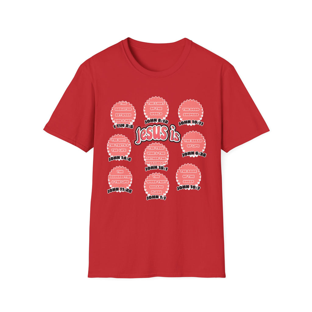 Women's 'Jesus is' T-Shirt — Inspirational Christian Scripture Tee (John 3:16, John 10:27)