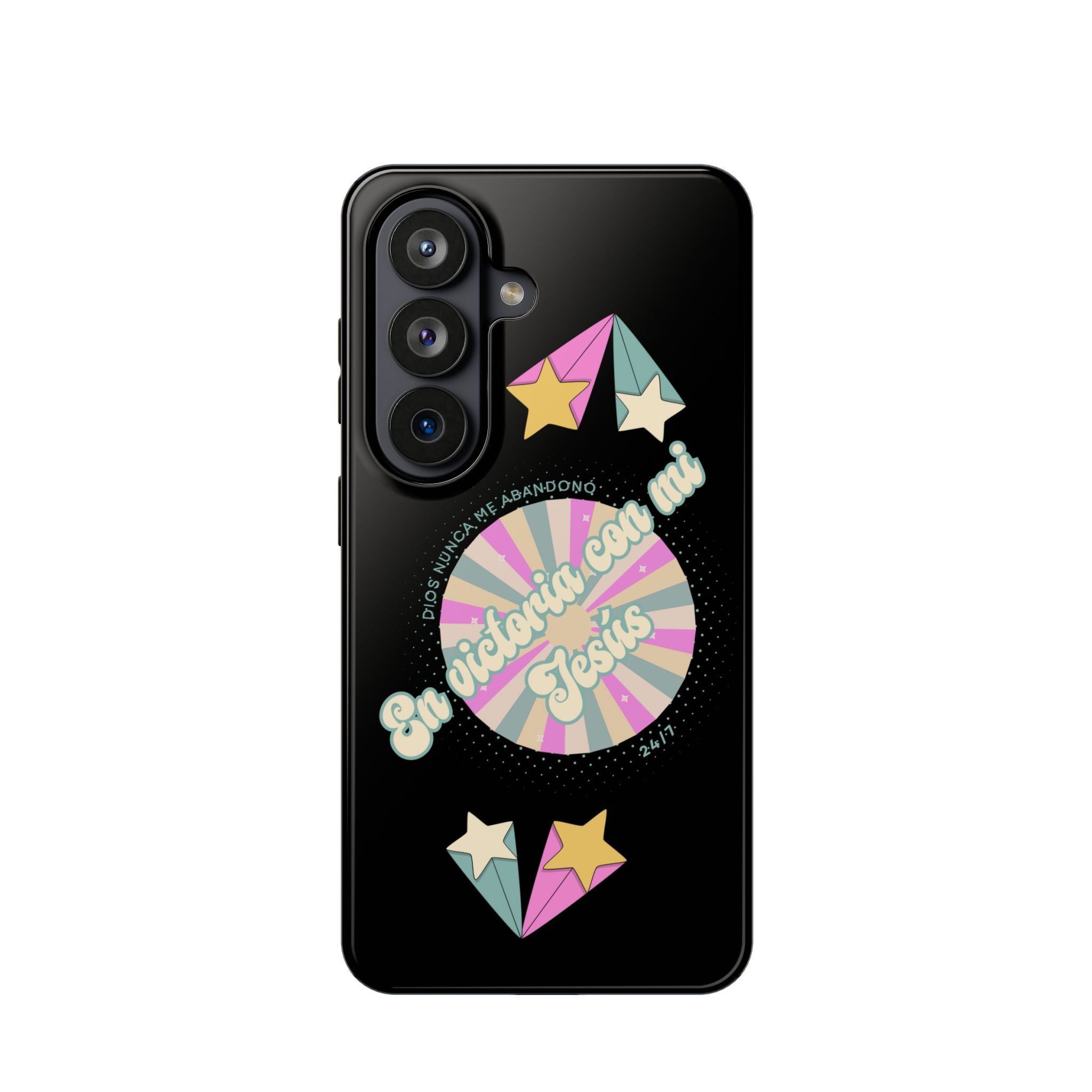 Mujeres Cover de Telefono Magnético e Impacto Resistente— "En Victoria con mi Jesús" Retro Star Design