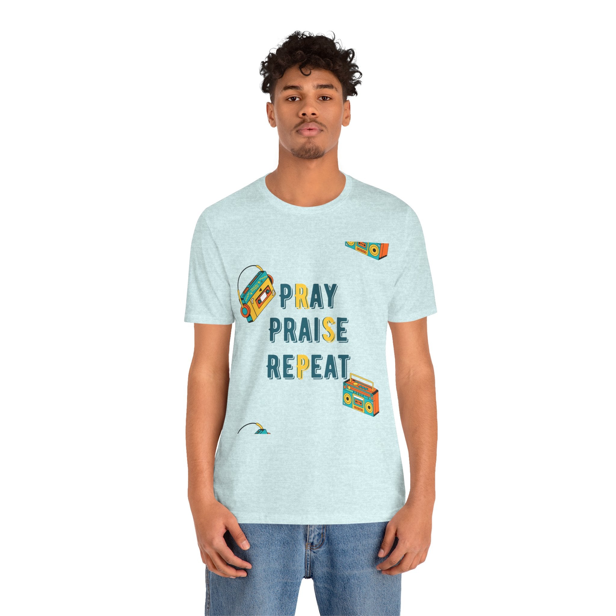 Pray Praise Repeat T-Shirt — Vintage Boombox Christian Tee