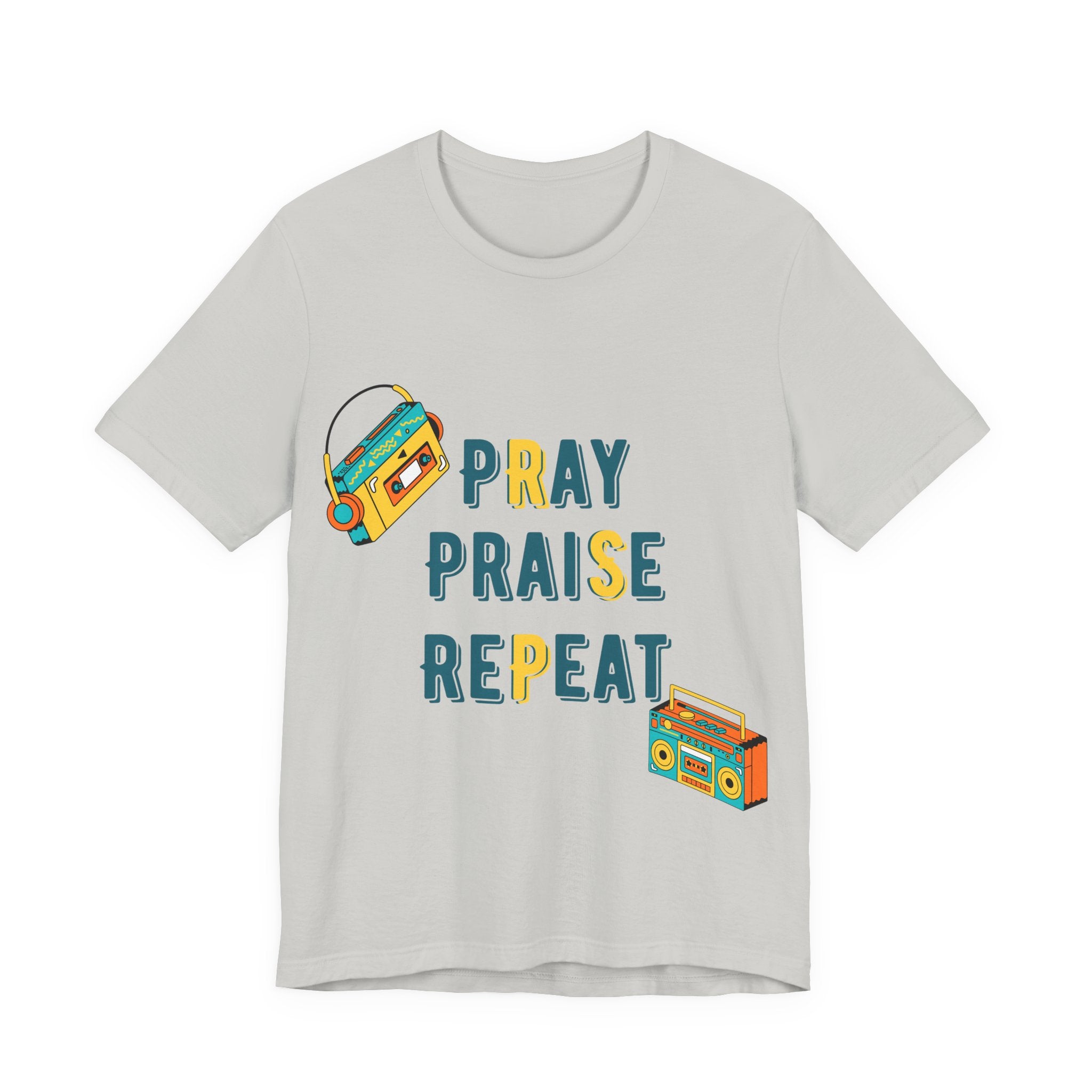 Men's Pray Praise Repeat T-Shirt — Vintage Boombox Christian Tee