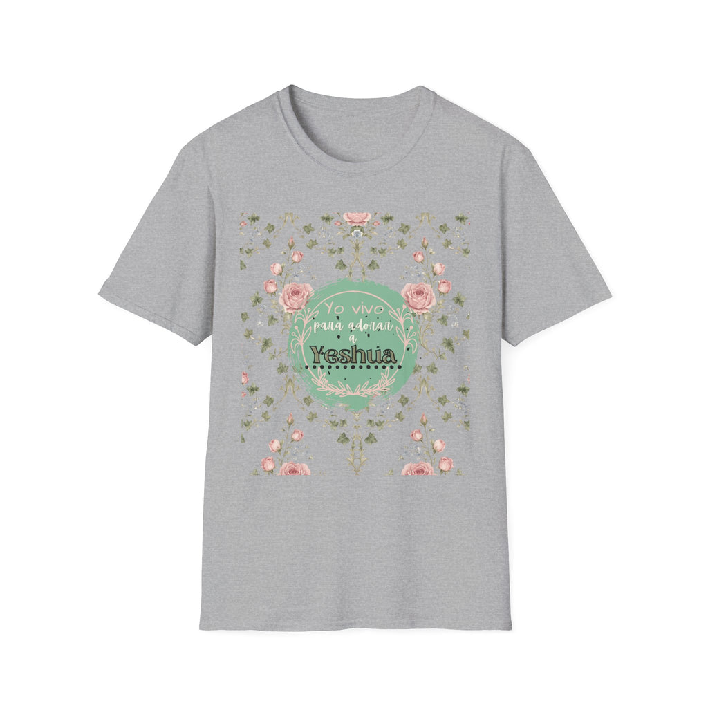 "Yo vivo para adorar a Yeshua" Camisa — Rosas y Color Menta Diseño