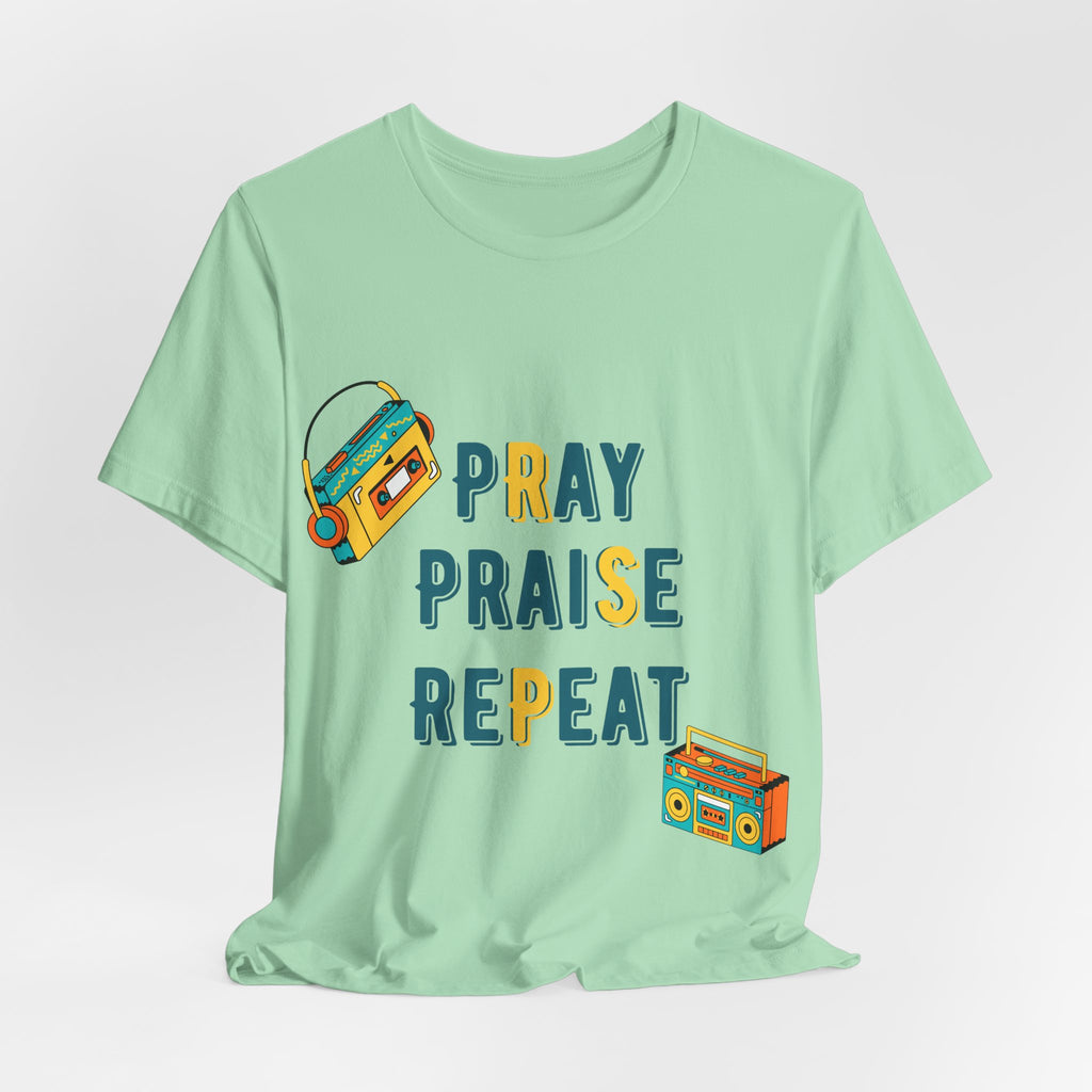 Men's Pray Praise Repeat T-Shirt — Vintage Boombox Christian Tee