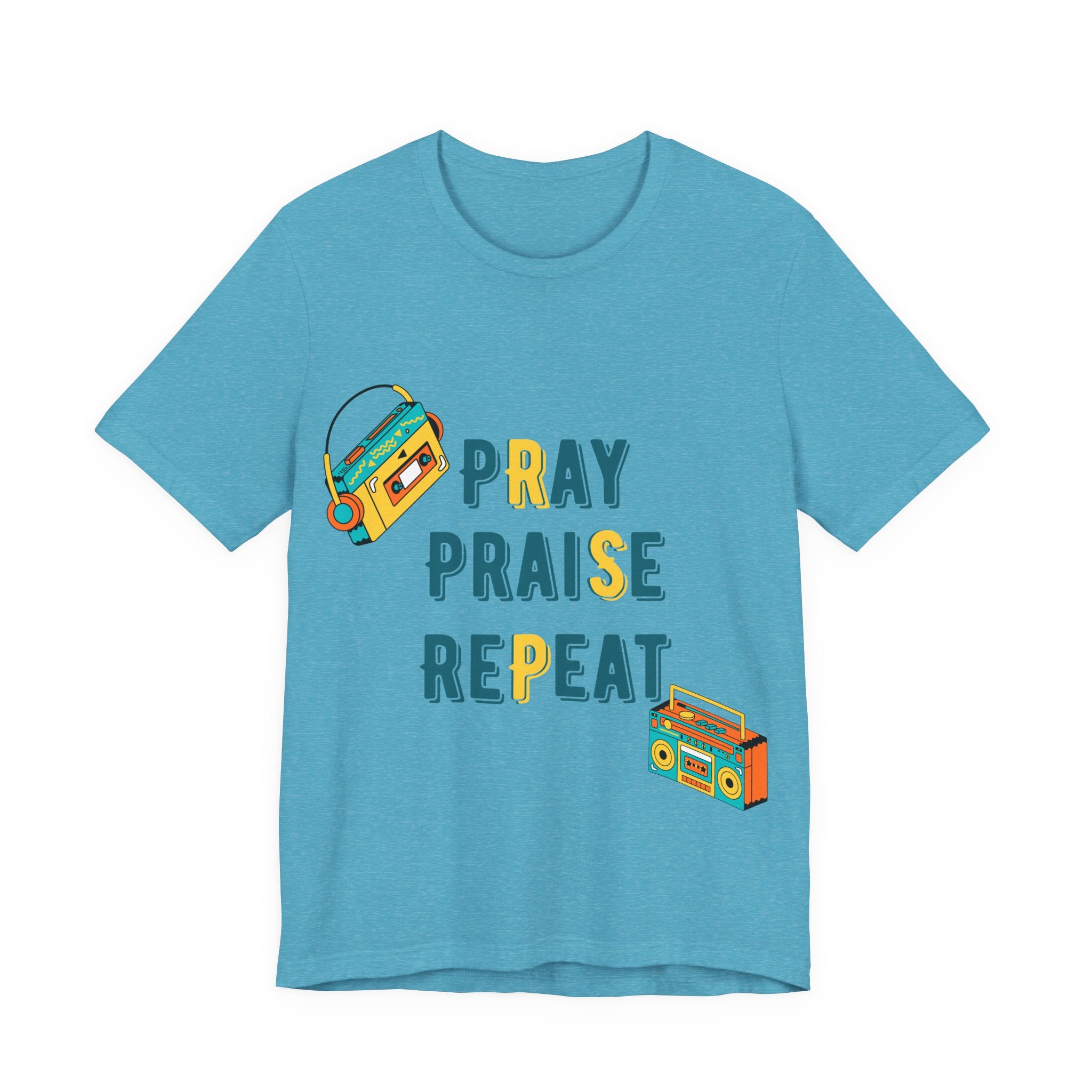 Men's Pray Praise Repeat T-Shirt — Vintage Boombox Christian Tee