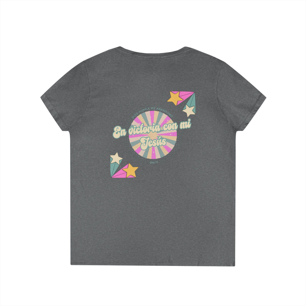Camisa cuello V-Neck — "En victoria con mi Jesús" Para Mujeres