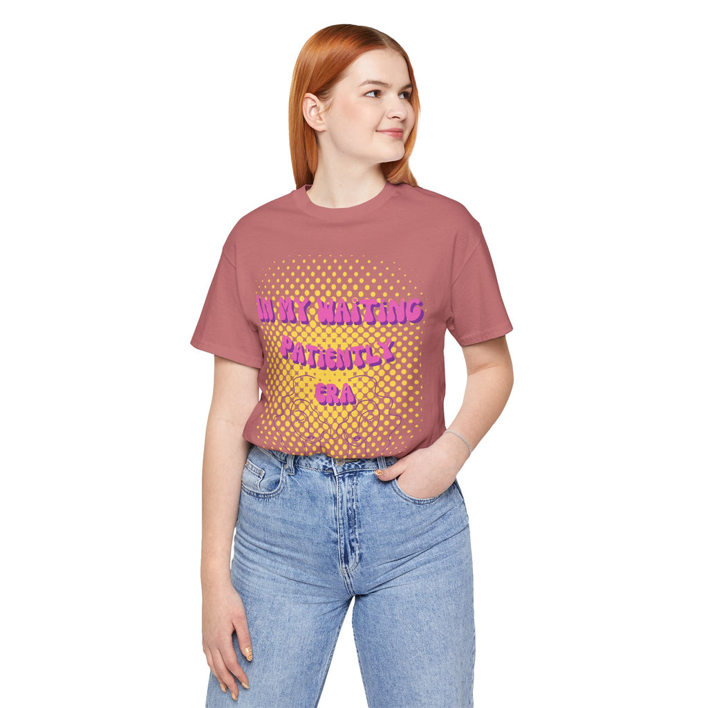 Women's 'In my Waiting Patiently Era' Tee - Yellow Graphic Jersey Short Sleeve