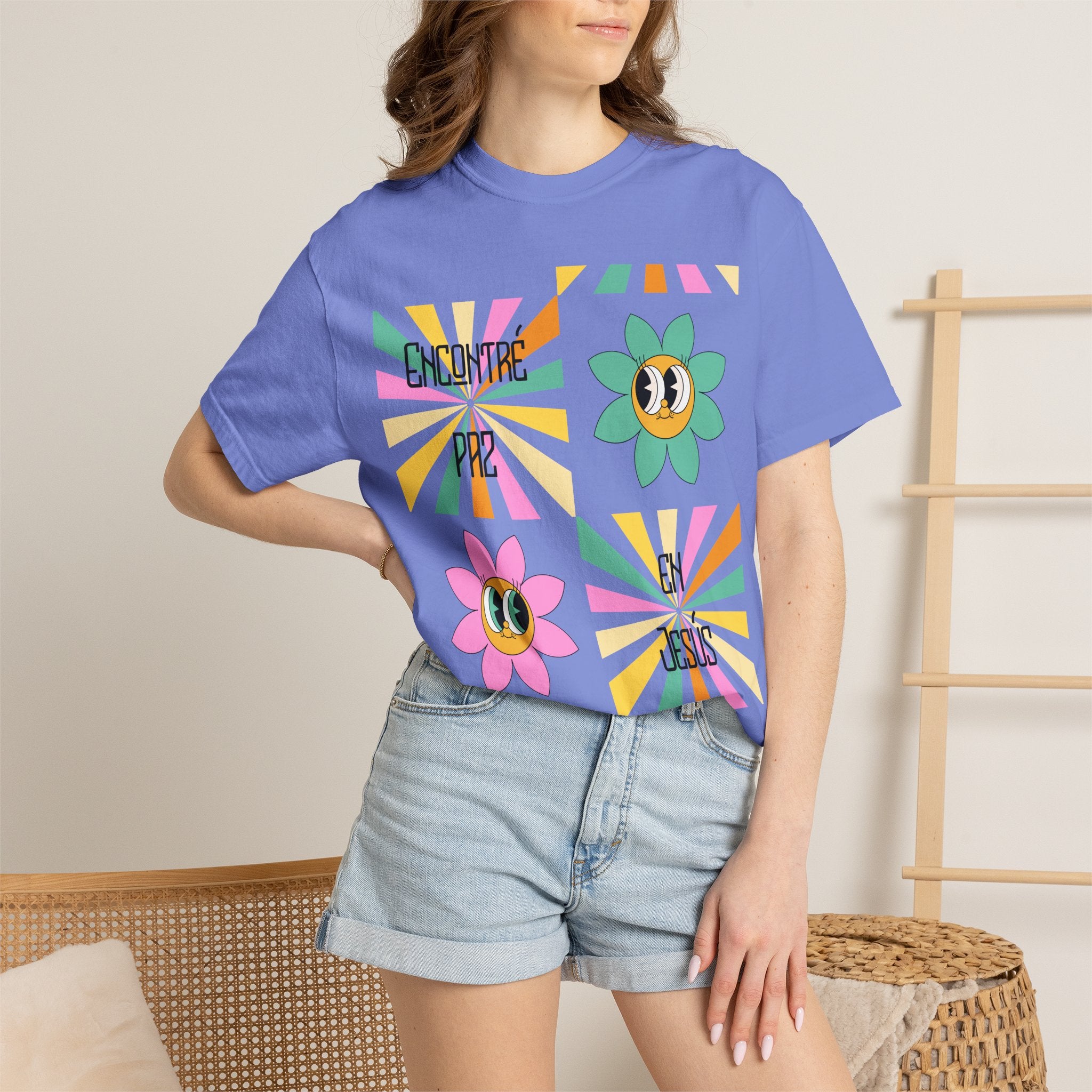 Woman's Spanish "Encontré paz en Jesús"- Camisa Retro Español