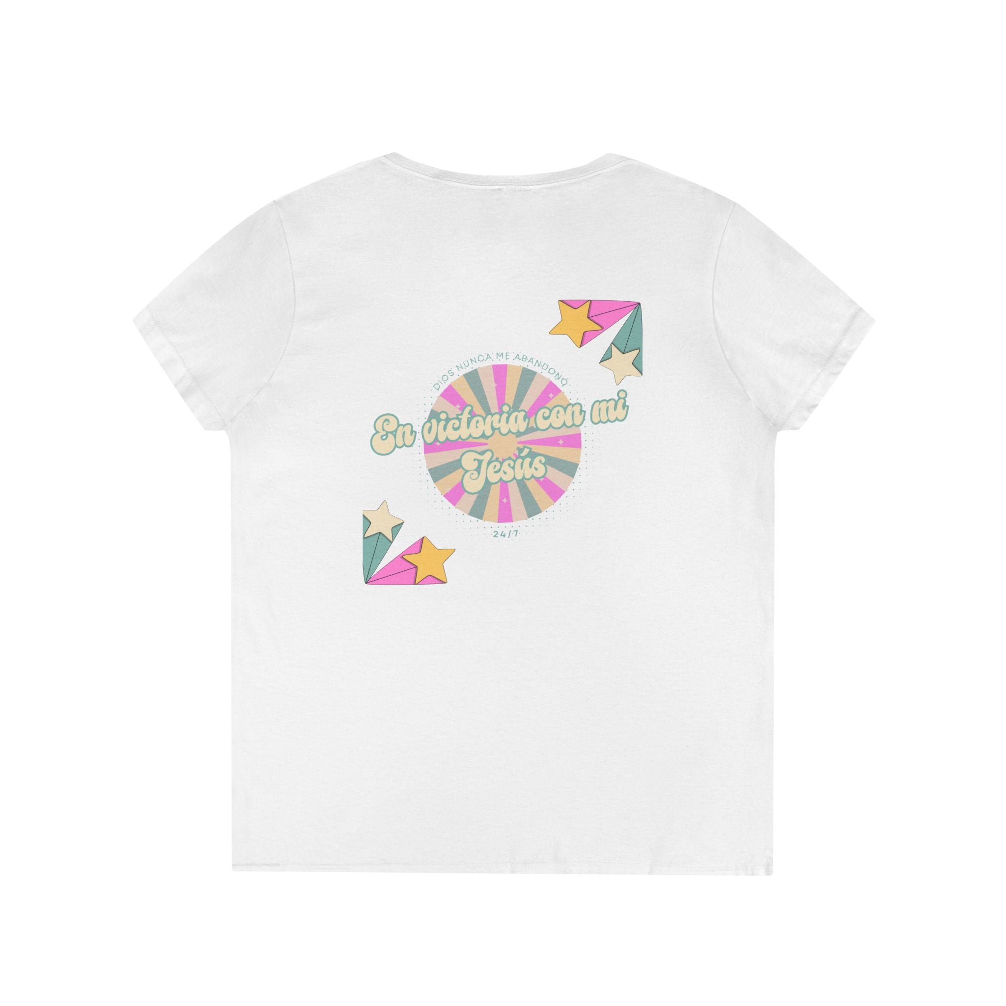 Camisa cuello V-Neck — "En victoria con mi Jesús" Para Mujeres