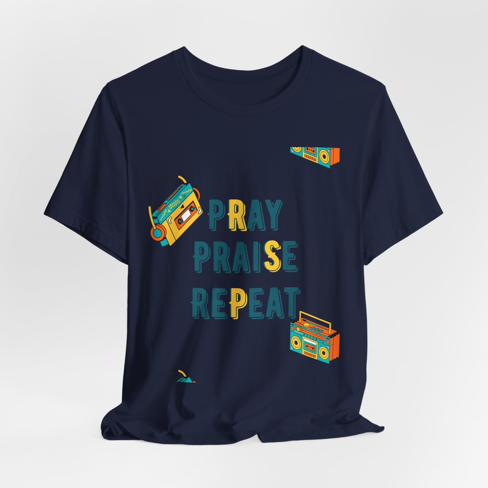 Pray Praise Repeat T-Shirt — Vintage Boombox Christian Tee