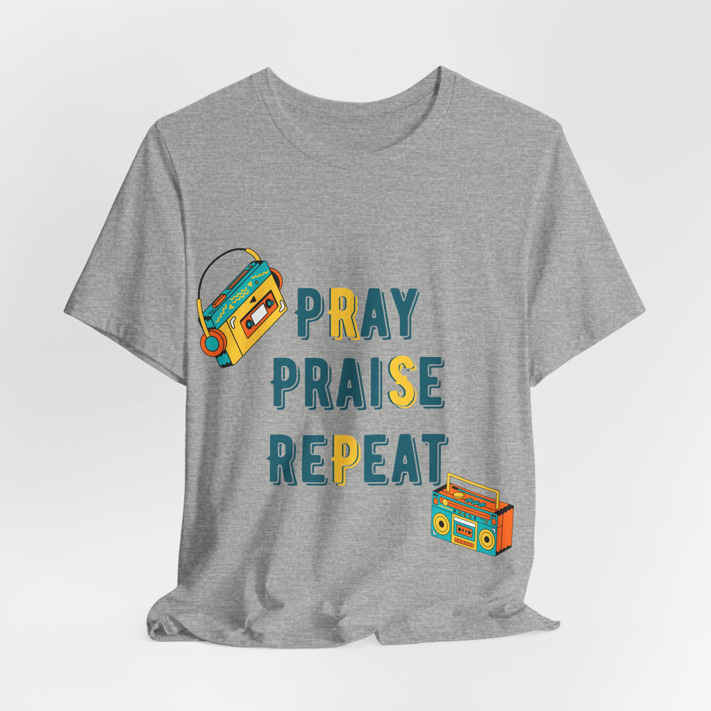 Men's Pray Praise Repeat T-Shirt — Vintage Boombox Christian Tee