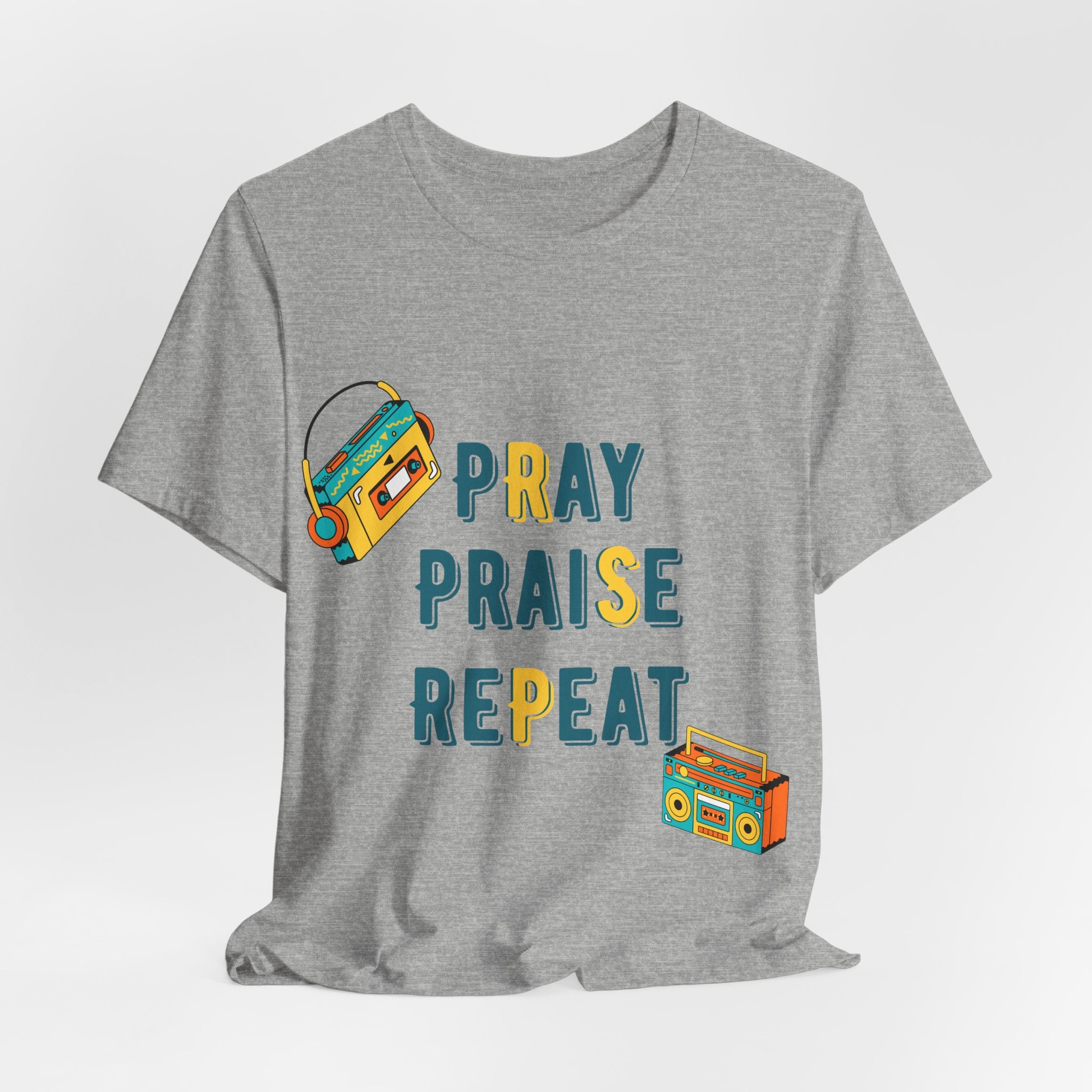 Men's Pray Praise Repeat T-Shirt — Vintage Boombox Christian Tee