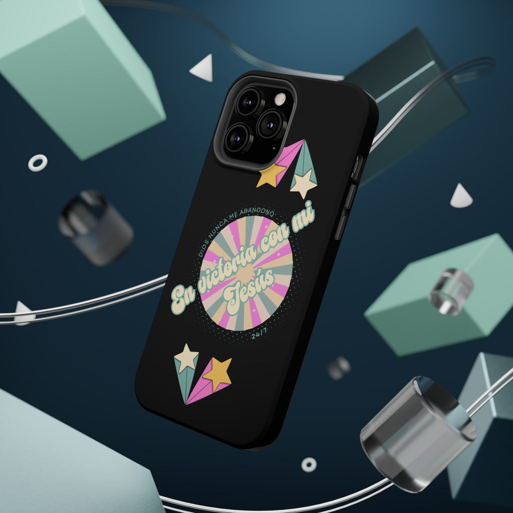 Mujeres Cover de Telefono Magnético e Impacto Resistente— "En Victoria con mi Jesús" Retro Star Design