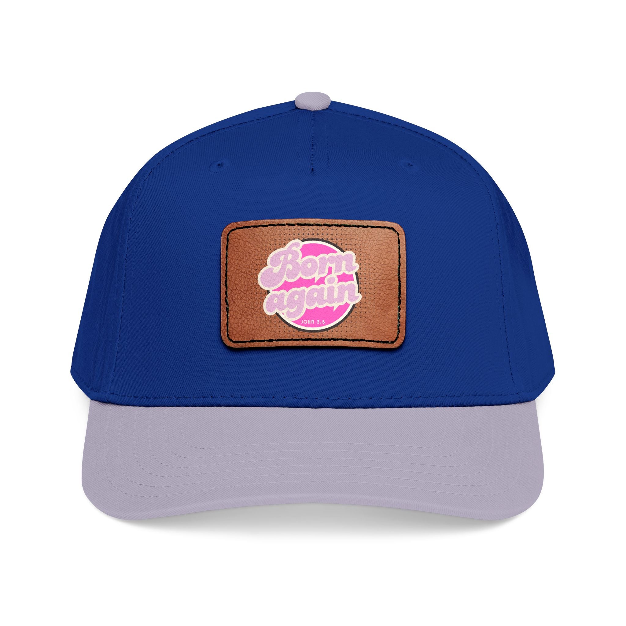 Women's 'Born Again' Leather Patch Baseball Cap — Retro Pink Logo Mid-Profile Hat