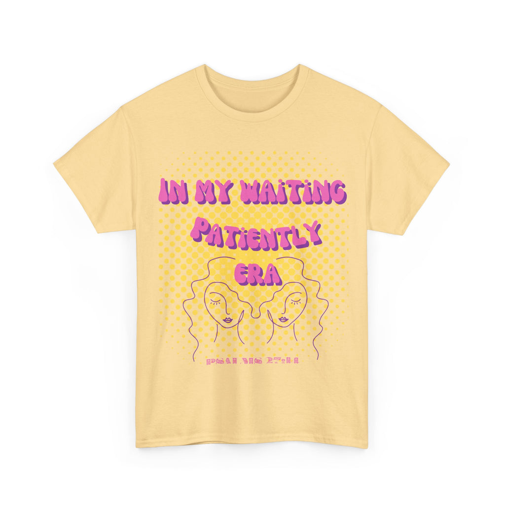 Women's 'In my Waiting Patiently Era' Tee - Yellow Graphic Jersey Short Sleeve