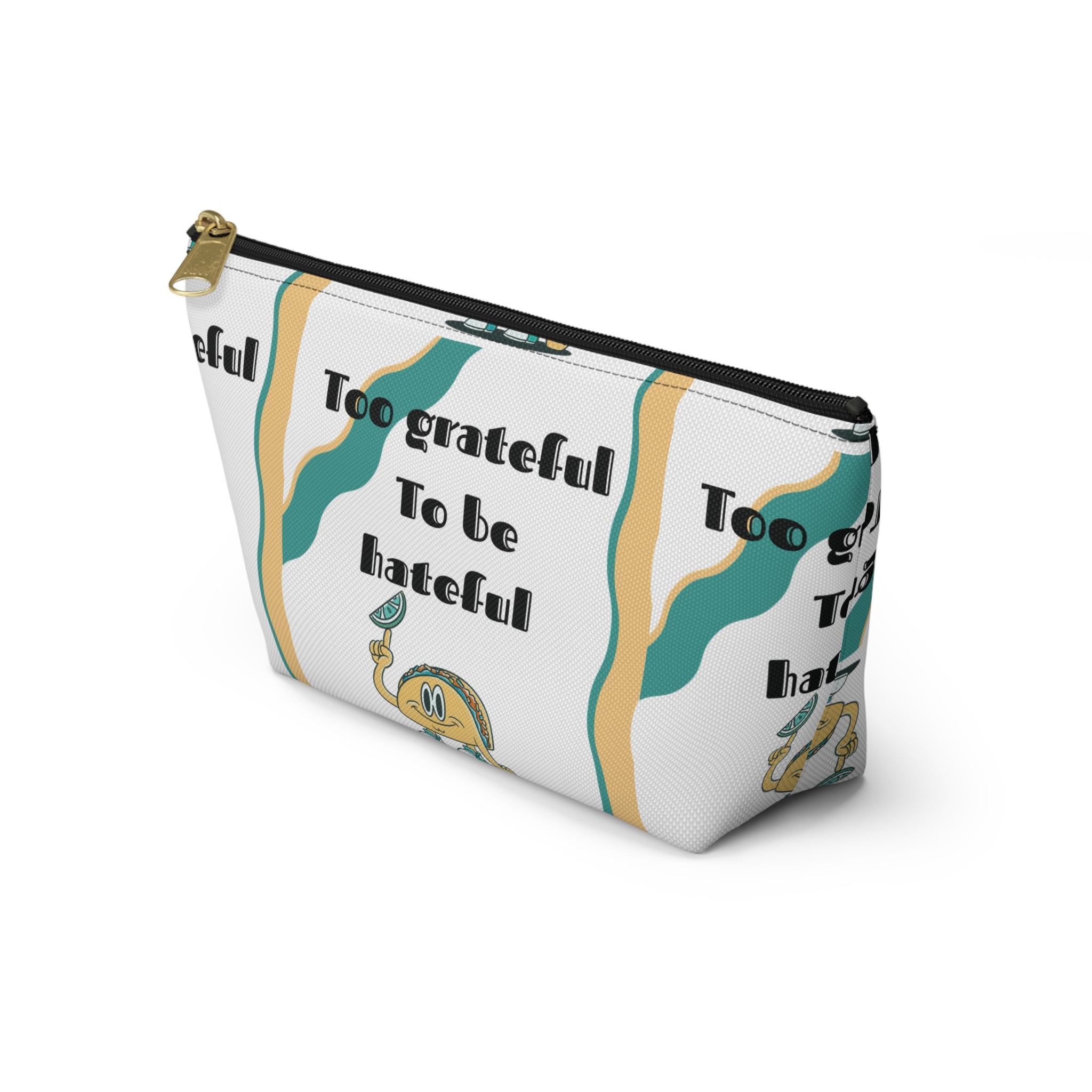 Too Grateful To Be Hateful Accessory Pouch — Retro Smiley Bag