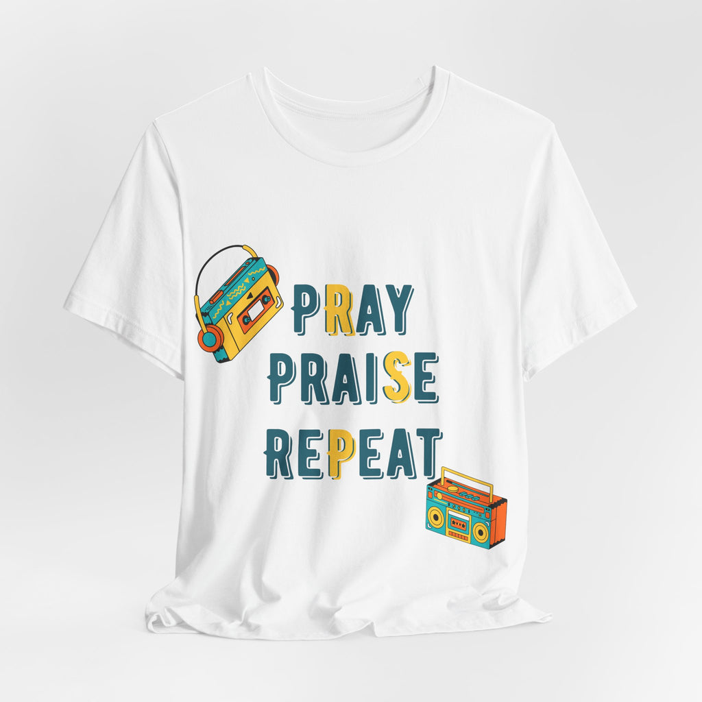 Men's Pray Praise Repeat T-Shirt — Vintage Boombox Christian Tee