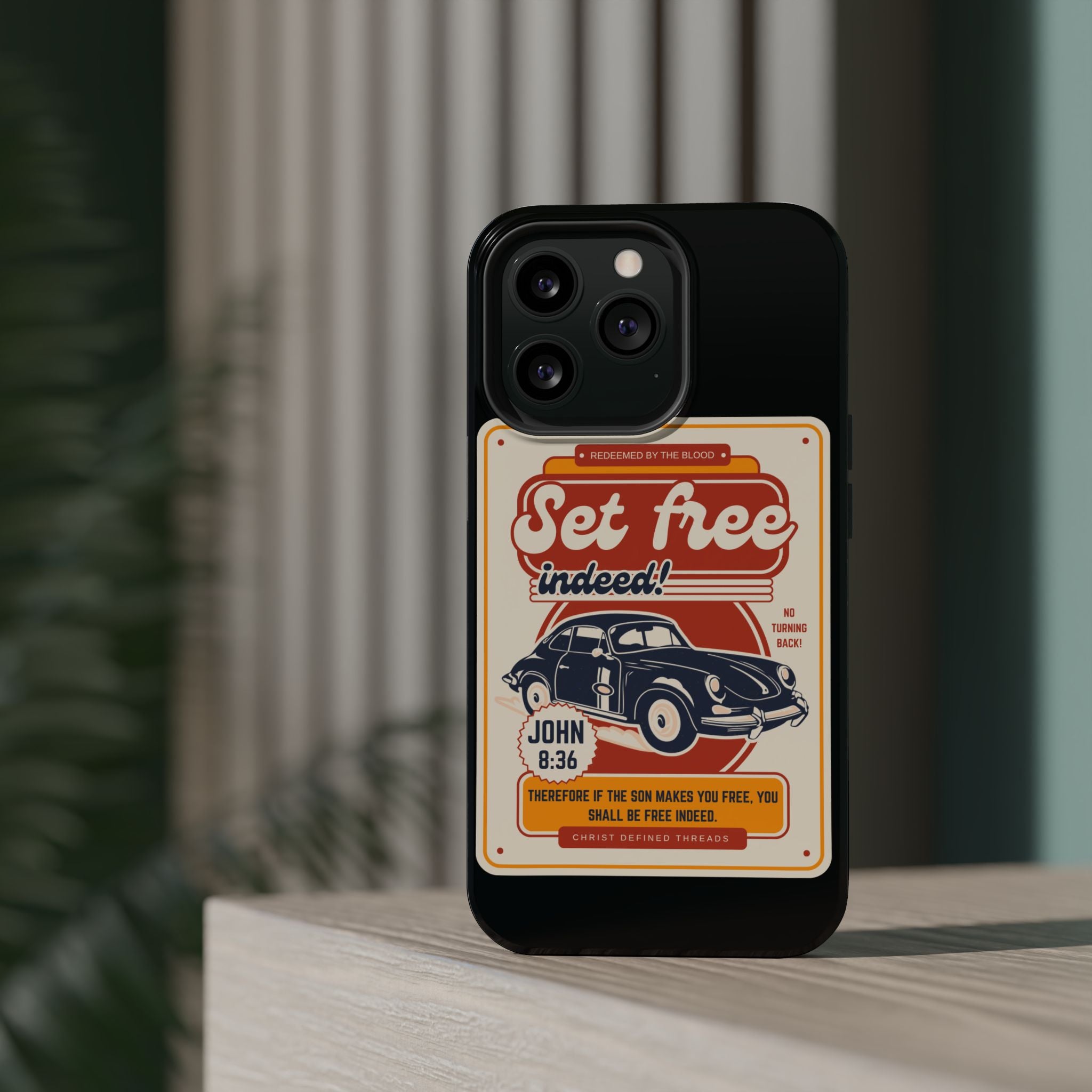 Men's 'Set free indeed' Vintage Graphic Phone Case — Magnetic Impact-Resistant