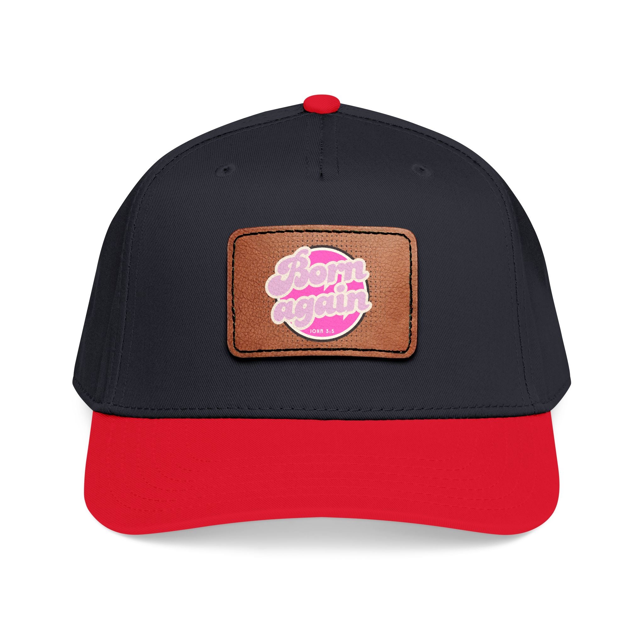 Women's 'Born Again' Leather Patch Baseball Cap — Retro Pink Logo Mid-Profile Hat