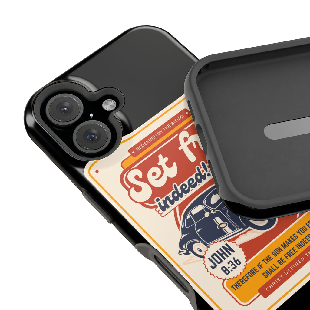 Men's 'Set free indeed' Vintage Graphic Phone Case — Magnetic Impact-Resistant