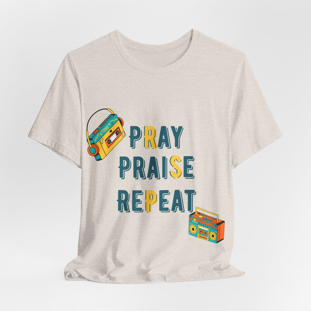 Men's Pray Praise Repeat T-Shirt — Vintage Boombox Christian Tee