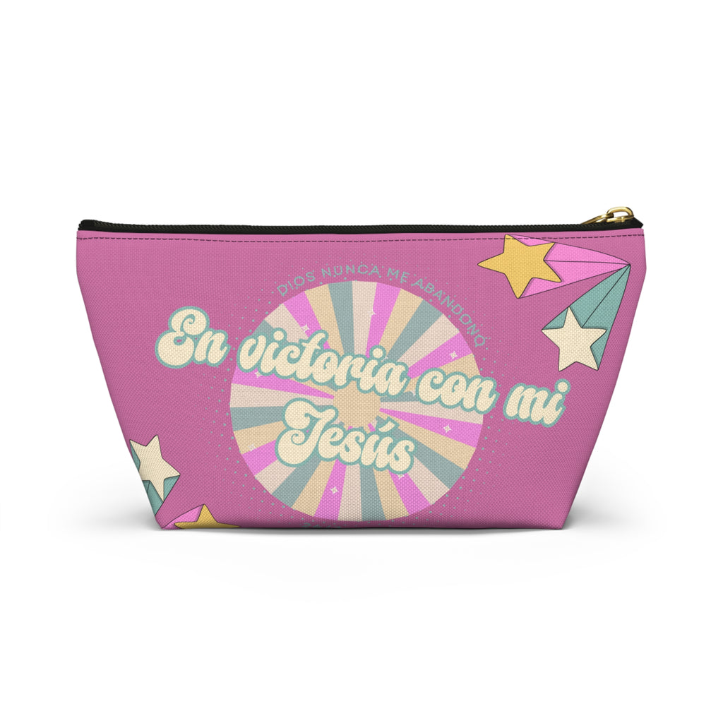 En victoria con mi Jesús Accessory Pouch — Pink Faith Bag