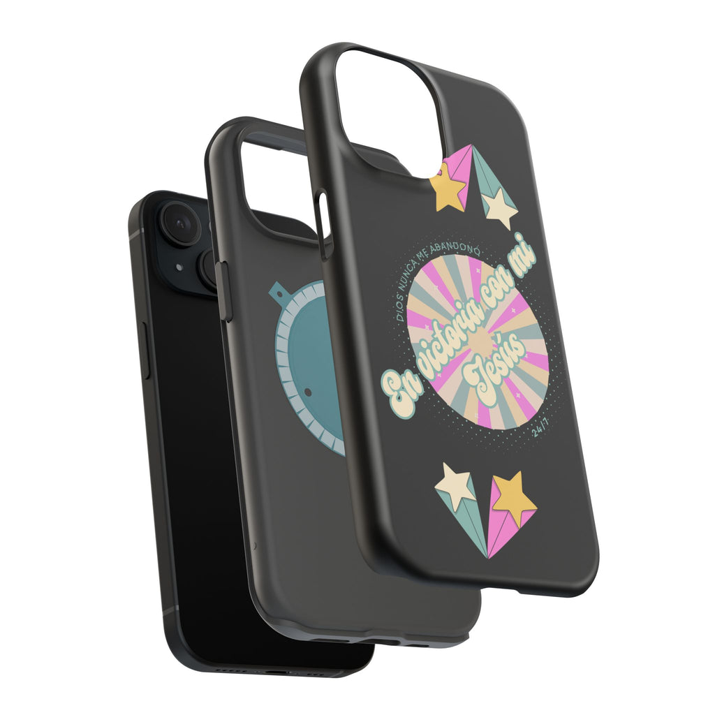 Mujeres Cover de Telefono Magnético e Impacto Resistente— "En Victoria con mi Jesús" Retro Star Design