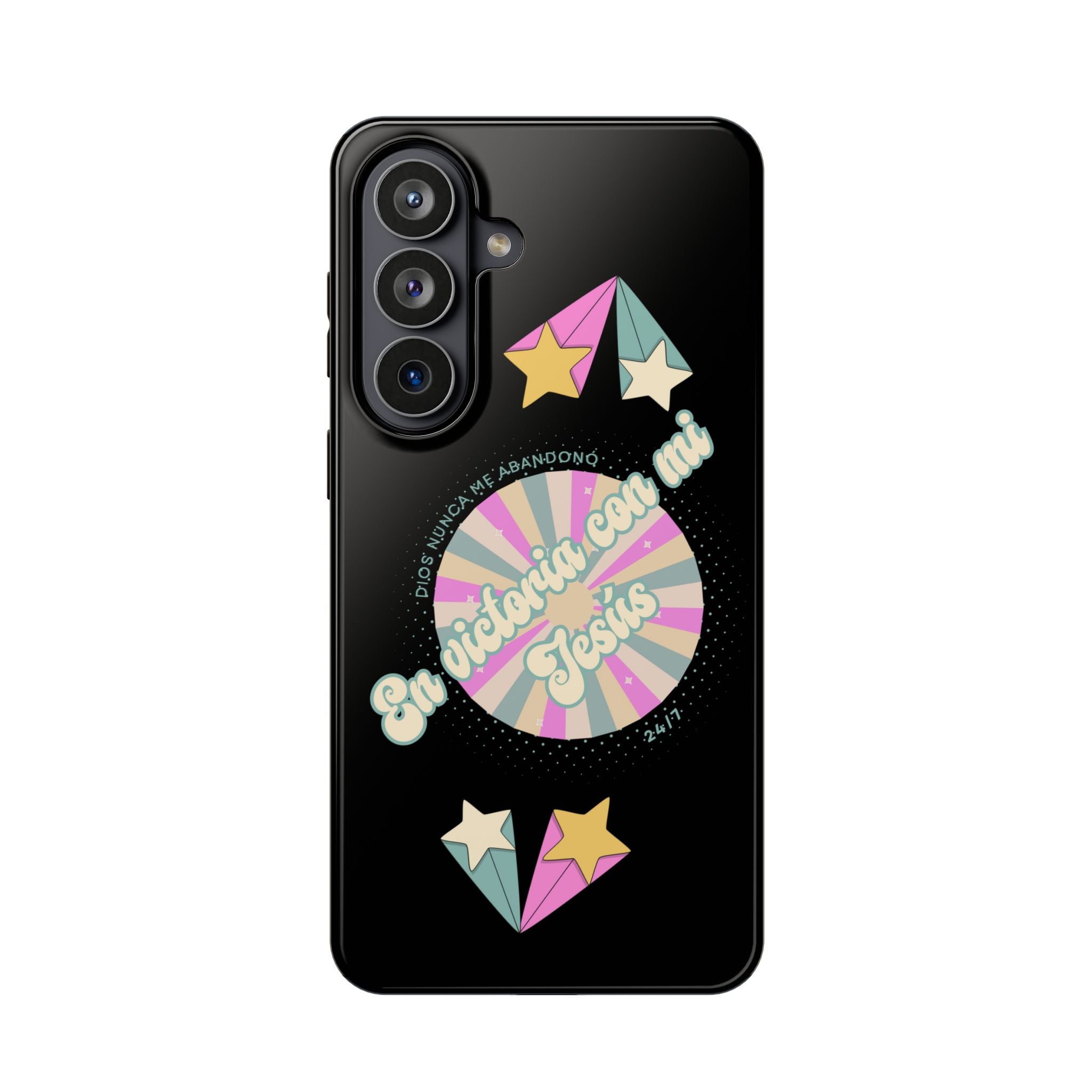 Mujeres Cover de Telefono Magnético e Impacto Resistente— "En Victoria con mi Jesús" Retro Star Design
