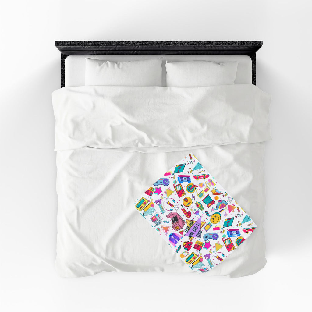 Retro 90s Nostalgia Velveteen Plush Blanket — 'Then and now, God is good' Throw