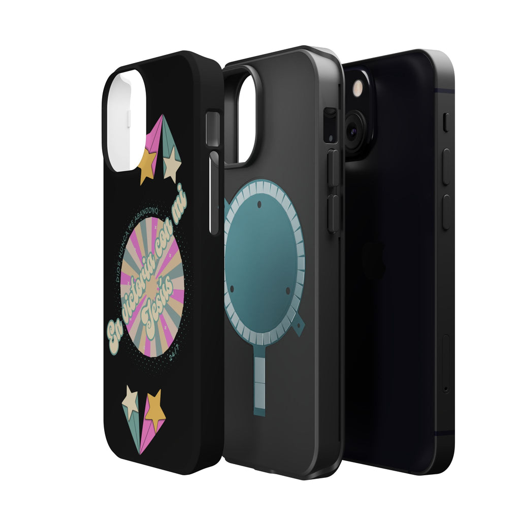 Mujeres Cover de Telefono Magnético e Impacto Resistente— "En Victoria con mi Jesús" Retro Star Design