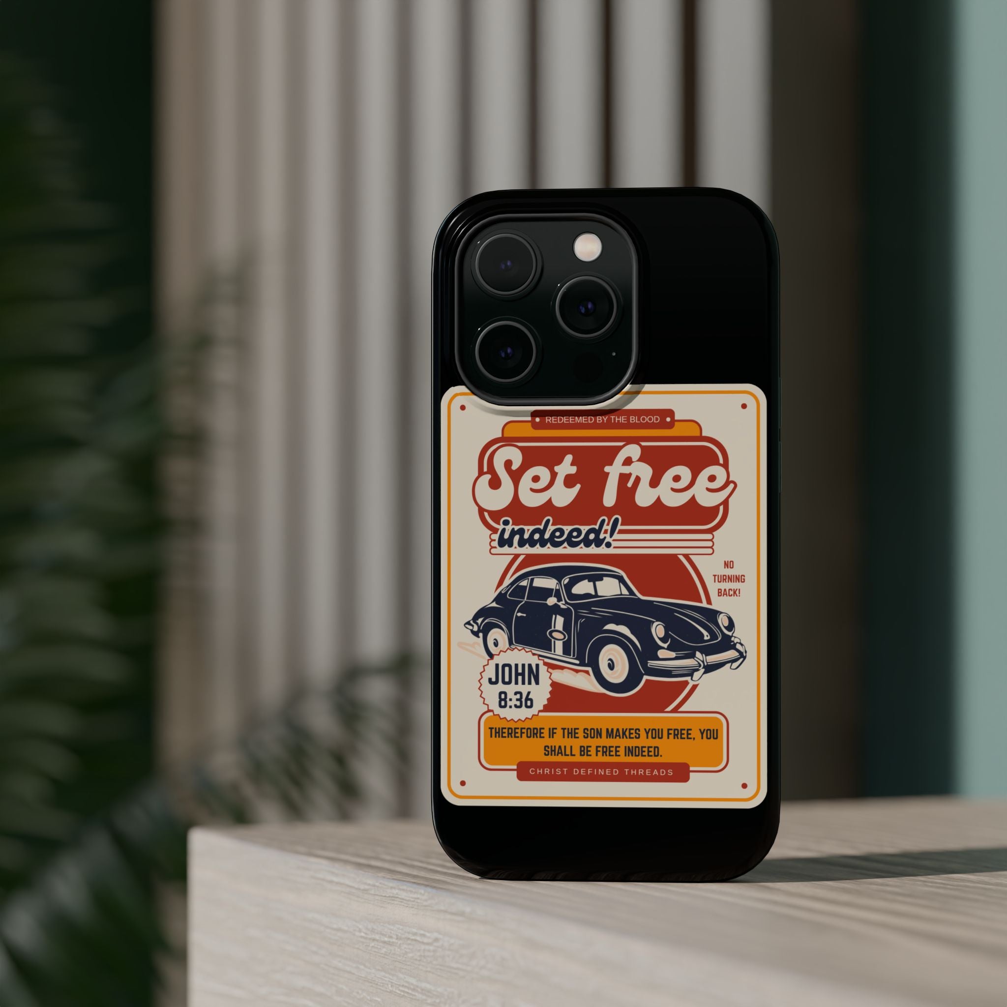 Men's 'Set free indeed' Vintage Graphic Phone Case — Magnetic Impact-Resistant