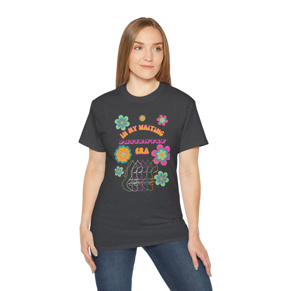 Retro Floral "In My Waiting Patiently Era" Ladies' V-Neck T-Shirt