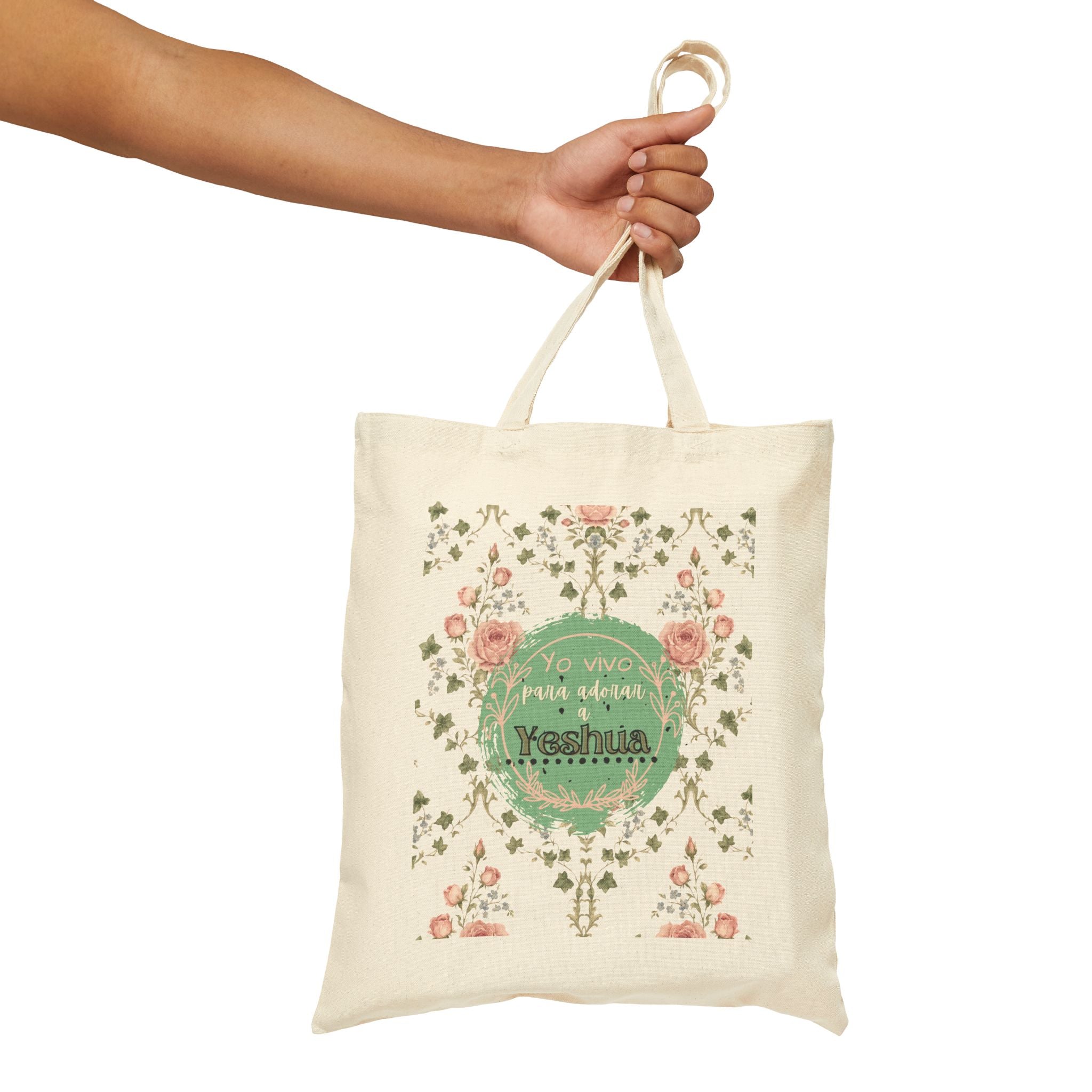 Bolsa Floral Vintage para Mujeres — 'Yo vivo para adorar a Yeshua'