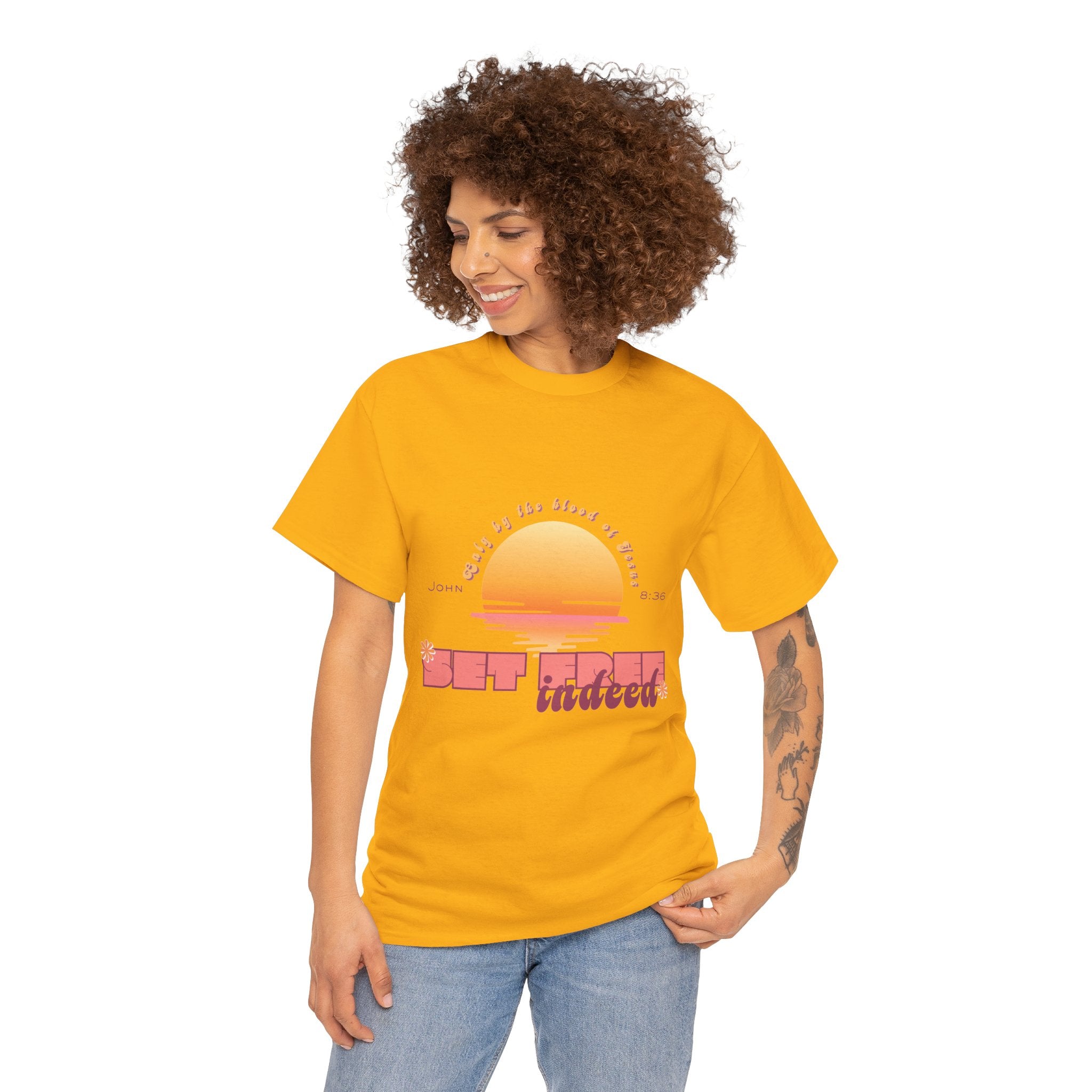Women's 'Set free indeed' John 8:36- Heavy Cotton Tee