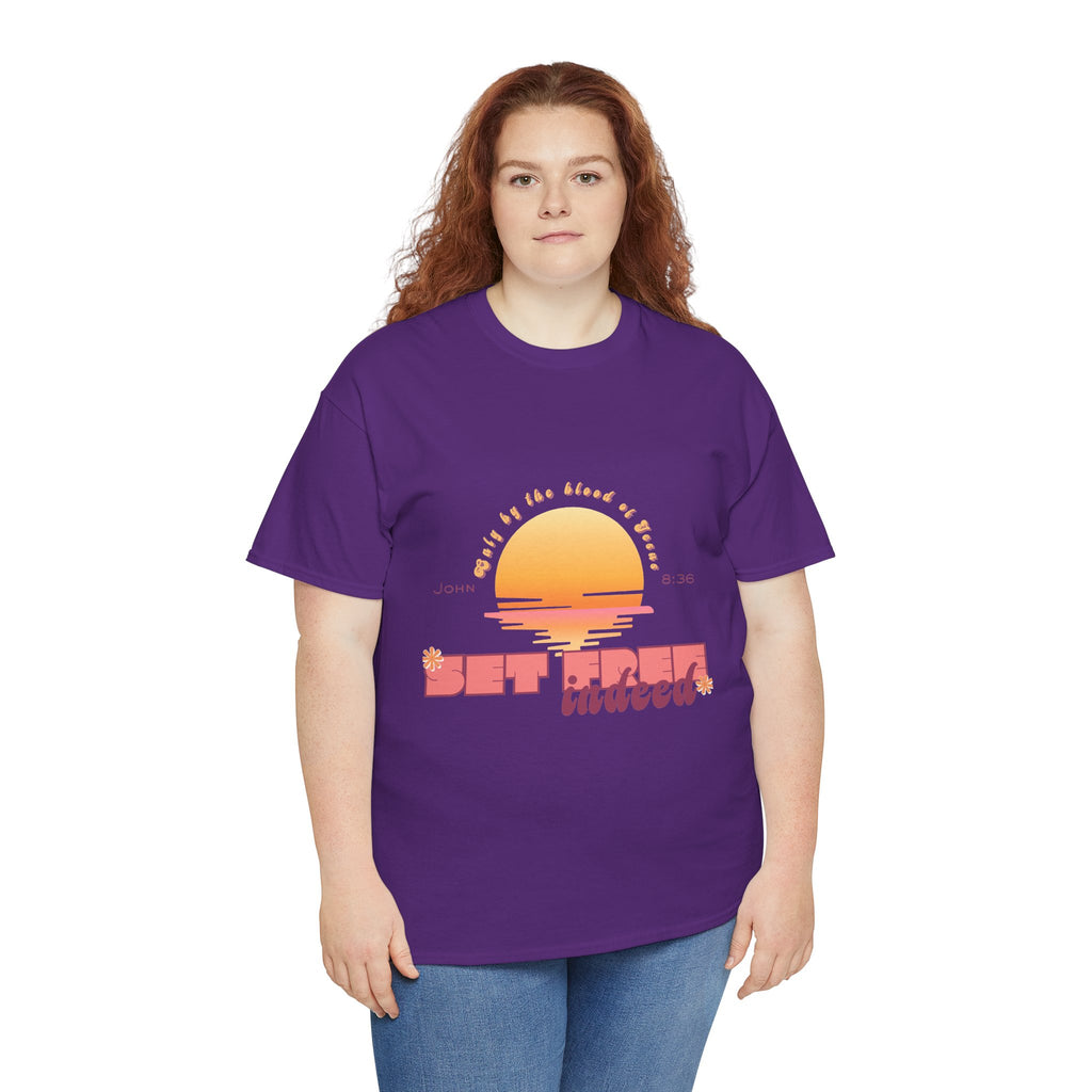 Women's 'Set free indeed' John 8:36- Heavy Cotton Tee