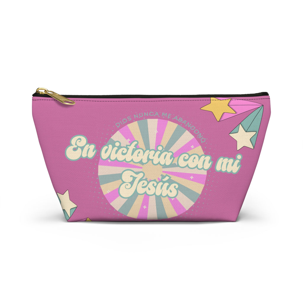 En victoria con mi Jesús Accessory Pouch — Pink Faith Bag