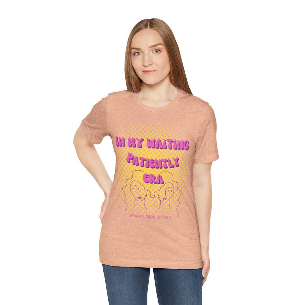 Women's 'In my Waiting Patiently Era' Tee - Yellow Graphic Jersey Short Sleeve