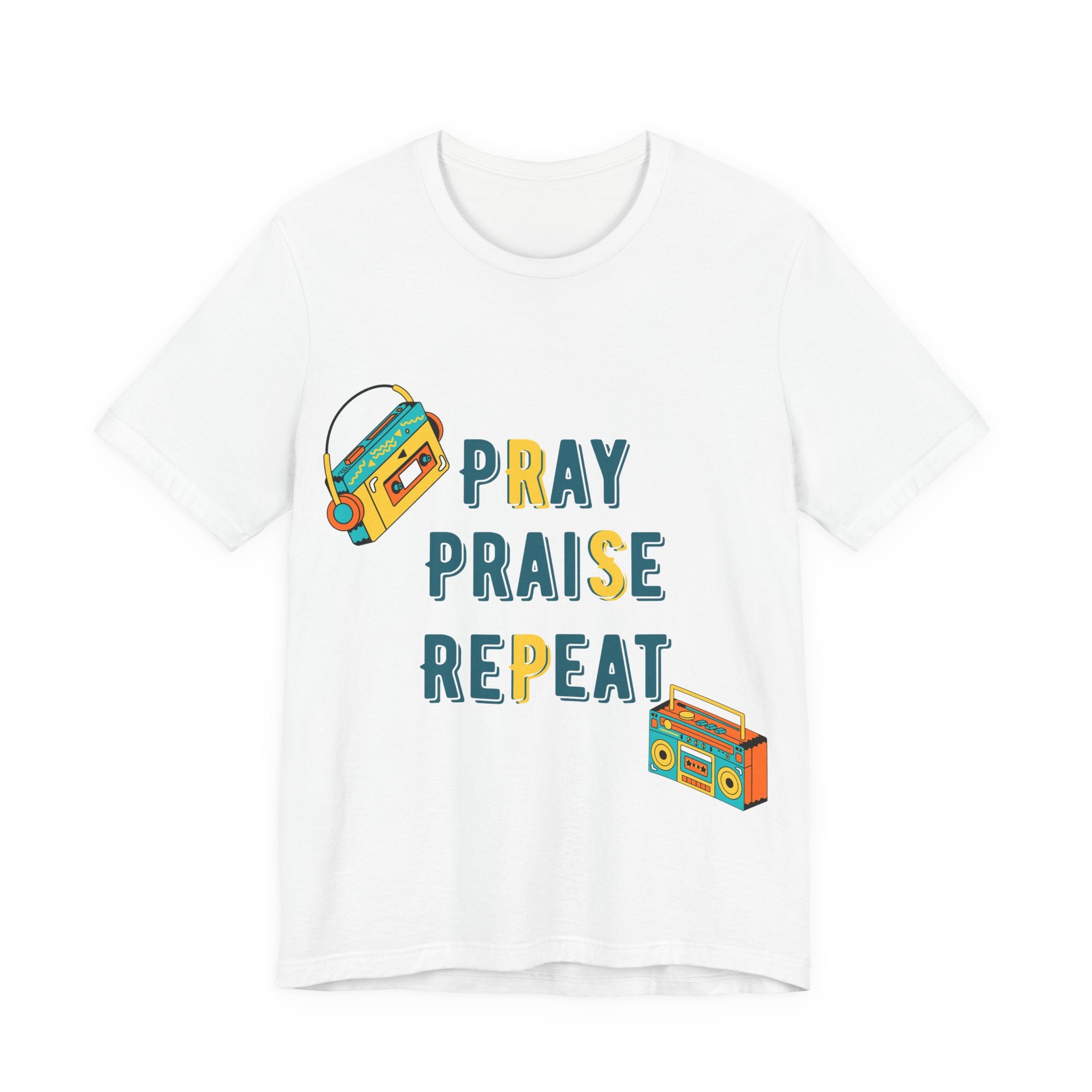 Men's Pray Praise Repeat T-Shirt — Vintage Boombox Christian Tee