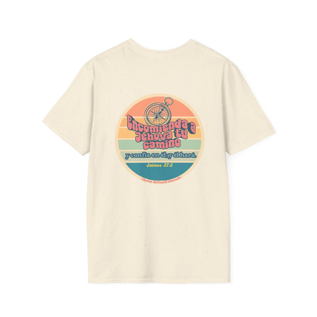 "Encomienda a Jehová tu camino" Camisa — Retro compás Camisa Feminina