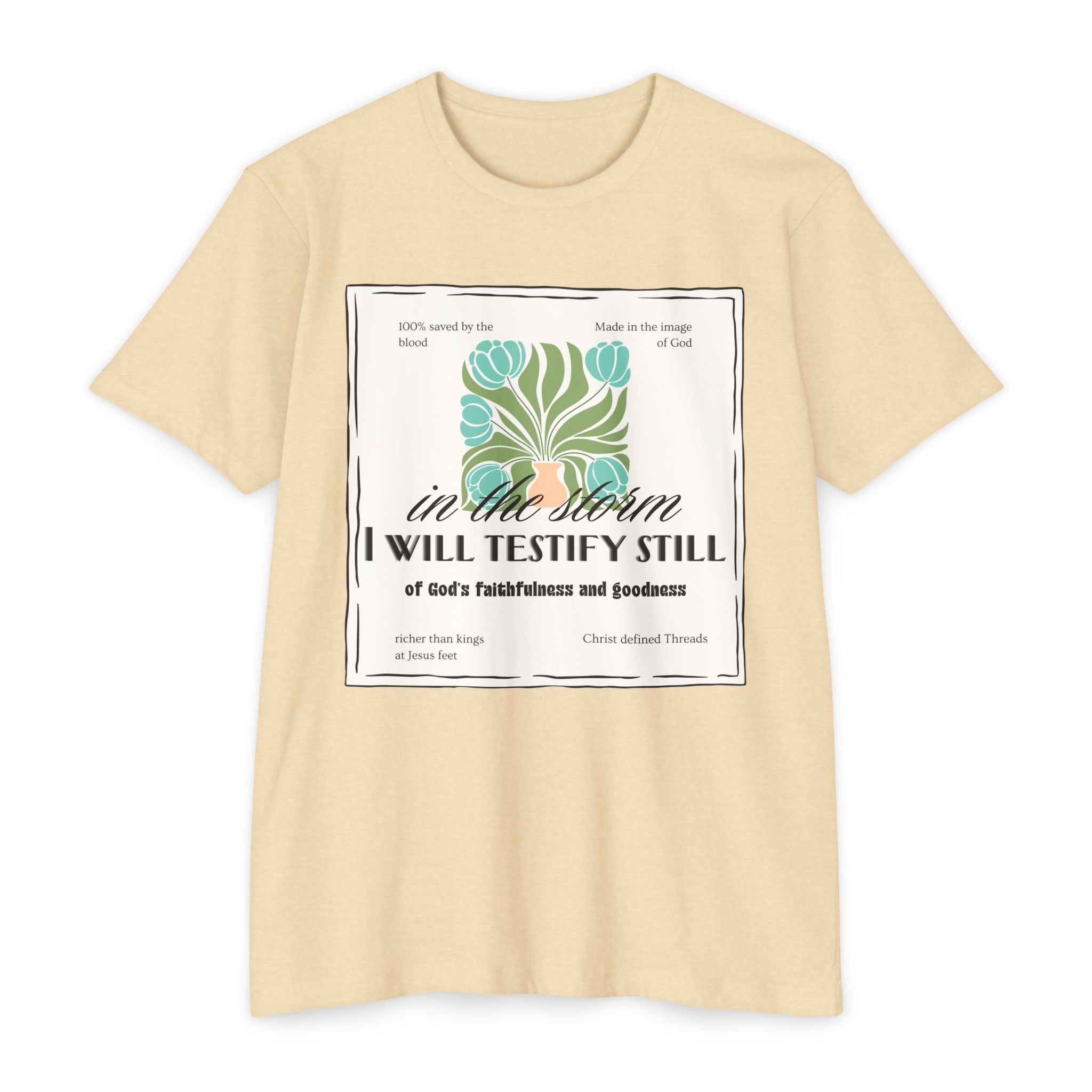 Women's  Faith Graphic T-Shirt — "In the Storm I Will Testify Still" Christian Tee