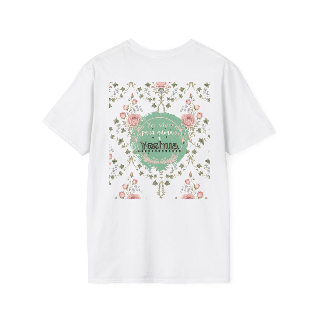 "Yo vivo para adorar a Yeshua" Camisa — Rosas y Color Menta Diseño