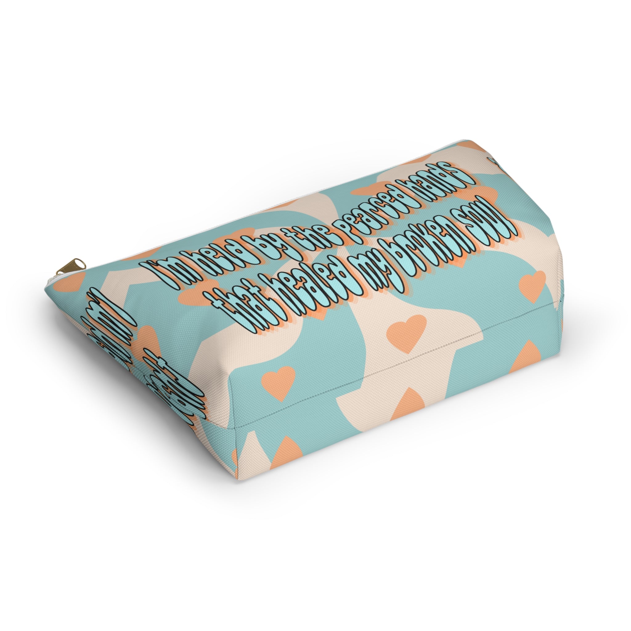 'I am held by the pearced hands that healed my broken soul'Accessory Pouch — Inspirational Bag