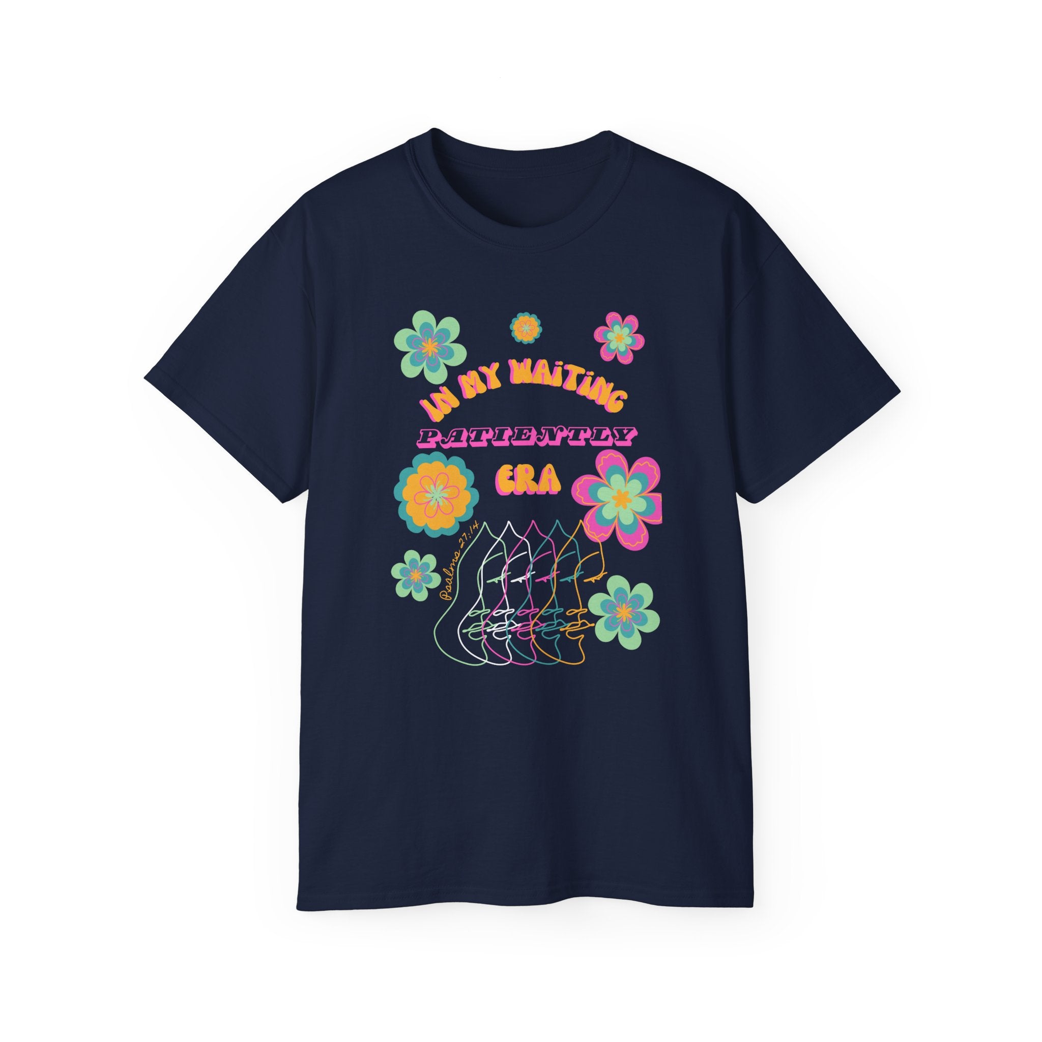Retro Floral "In My Waiting Patiently Era" Ladies' V-Neck T-Shirt