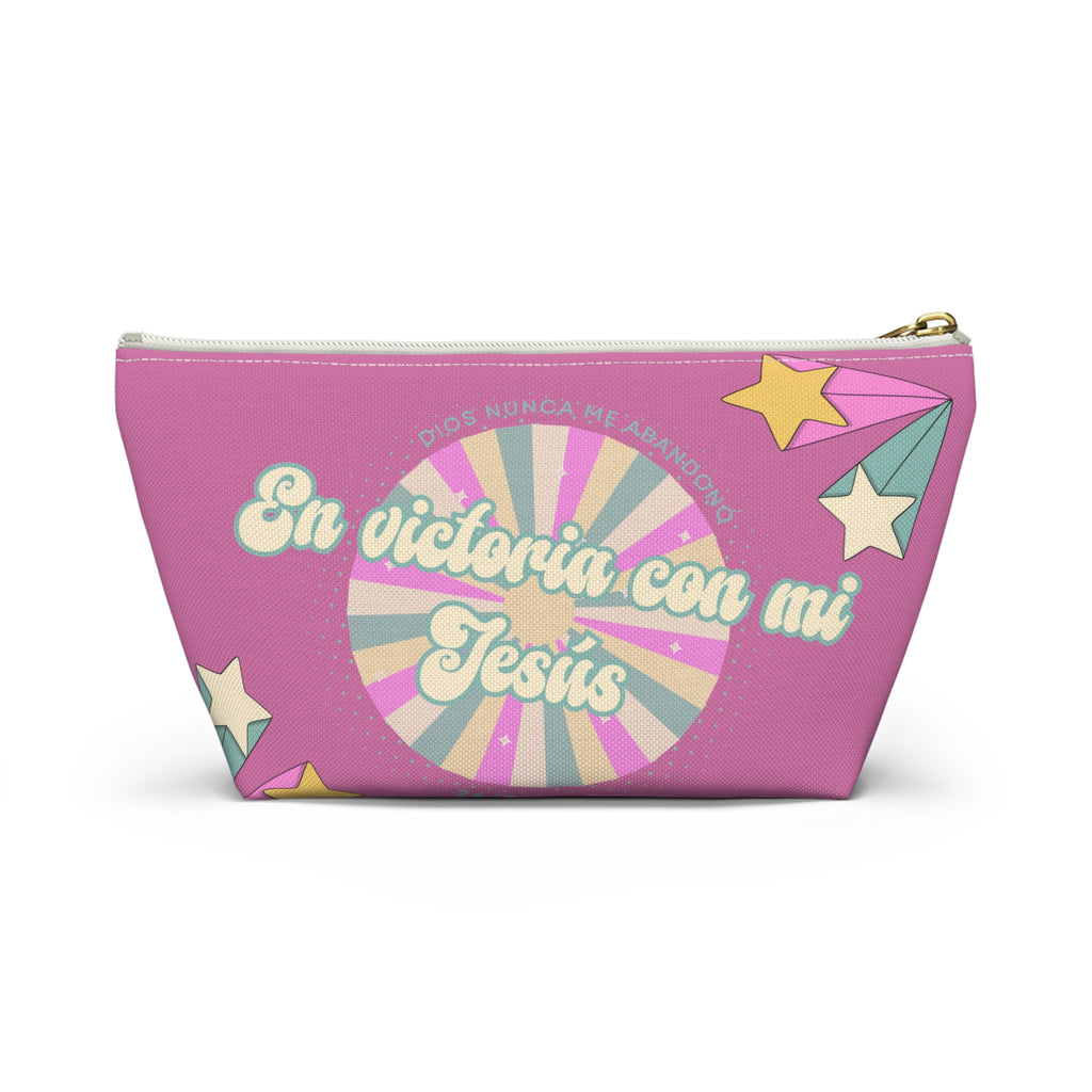 En victoria con mi Jesús Accessory Pouch — Pink Faith Bag