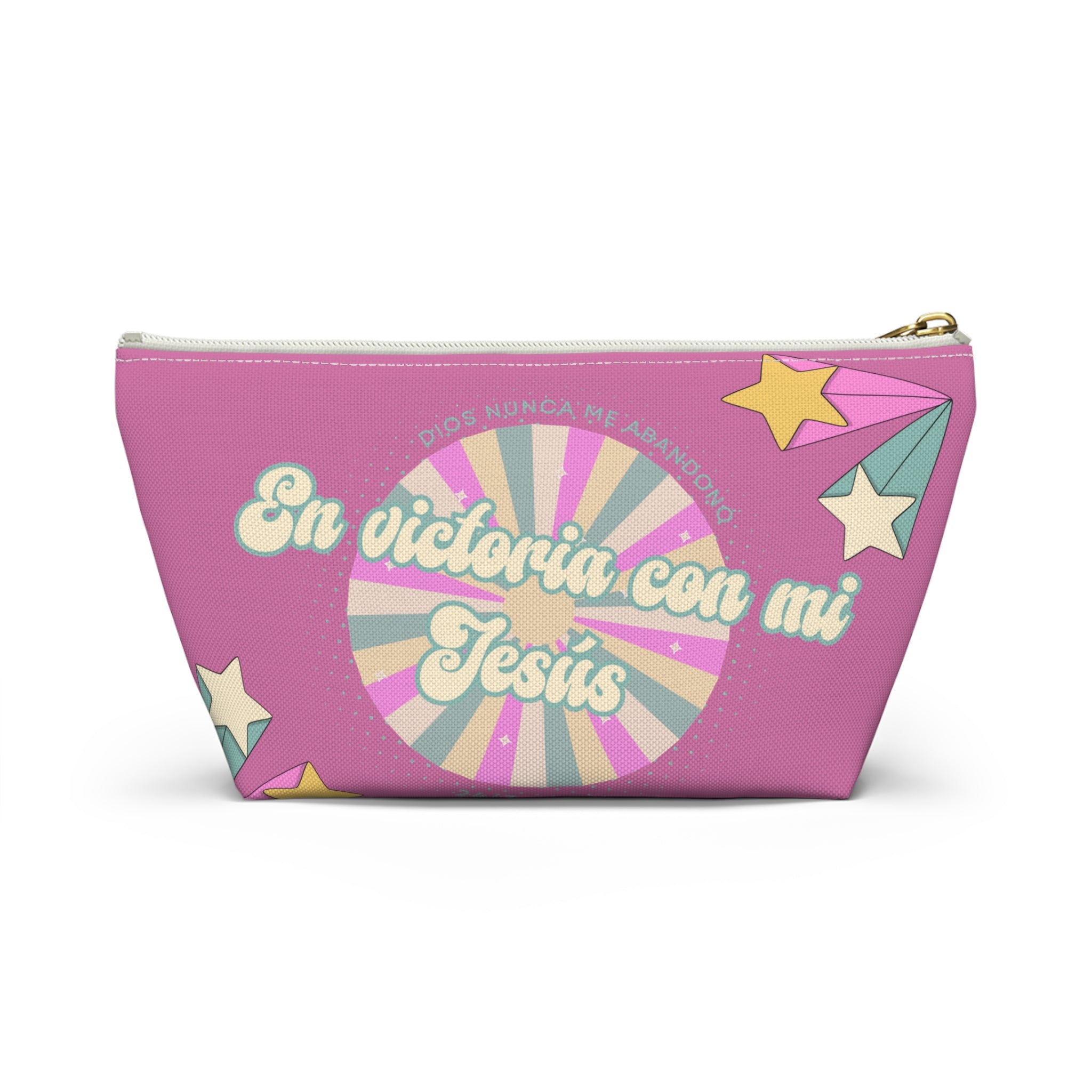 En victoria con mi Jesús Accessory Pouch — Pink Faith Bag