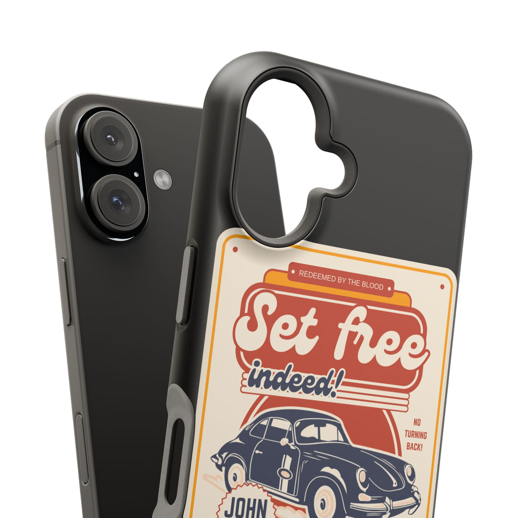 Men's 'Set free indeed' Vintage Graphic Phone Case — Magnetic Impact-Resistant