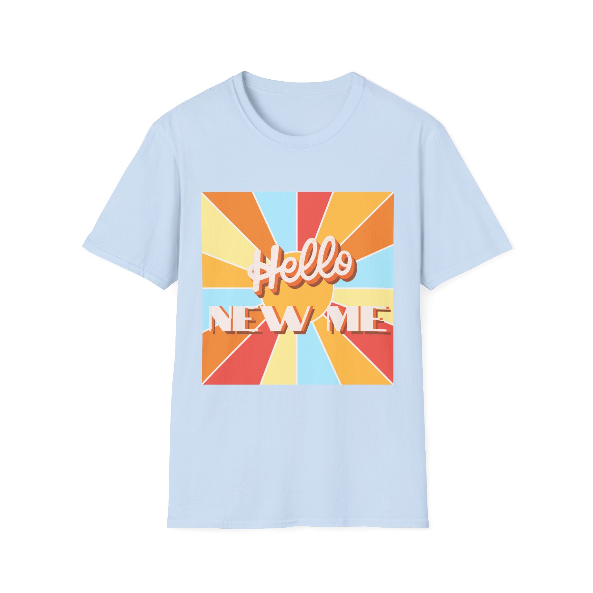 Men's Hello New Me Retro Tee — BACK: 2 Corinthians 5:17