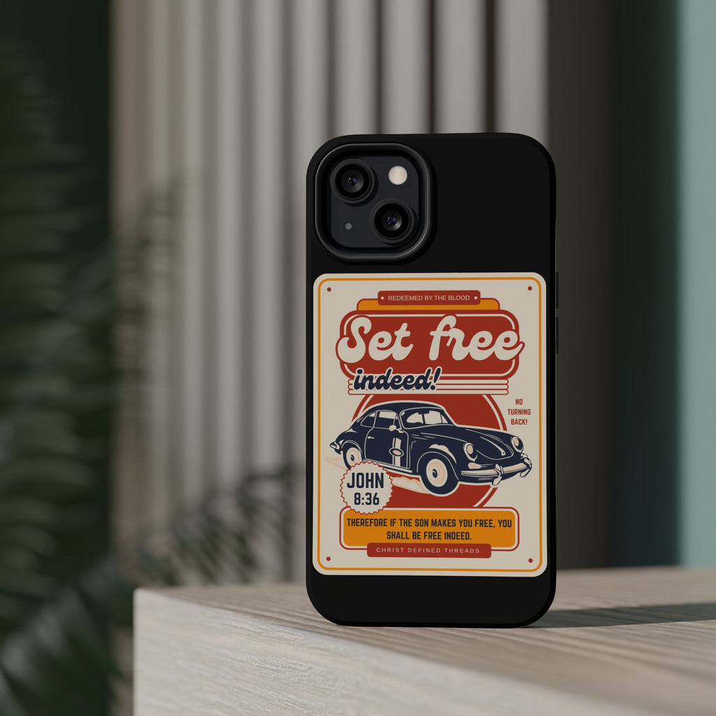 Men's 'Set free indeed' Vintage Graphic Phone Case — Magnetic Impact-Resistant