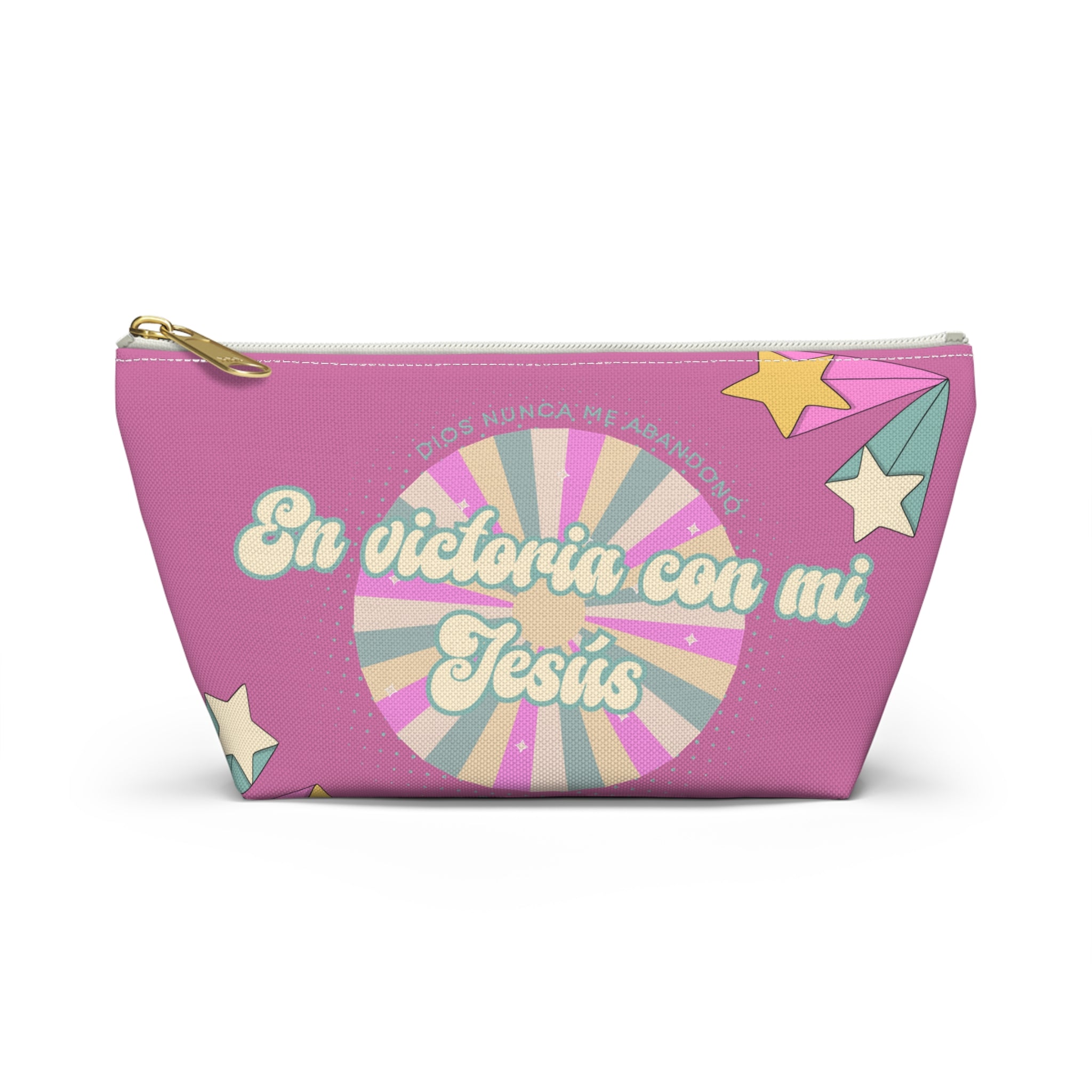 En victoria con mi Jesús Accessory Pouch — Pink Faith Bag