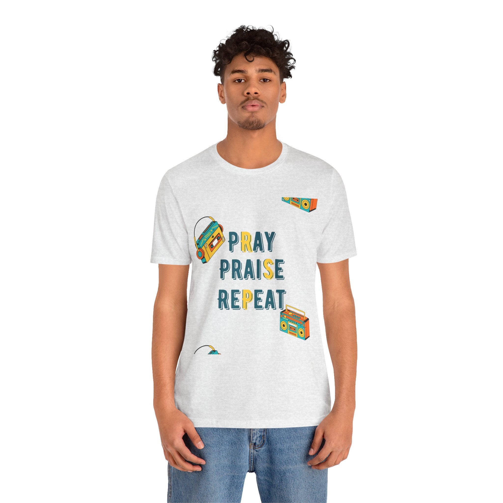 Pray Praise Repeat T-Shirt — Vintage Boombox Christian Tee
